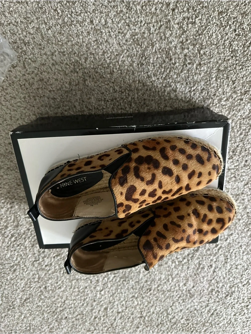 Women Leopard Print Espadrille Slip-Ons - Black & Brown